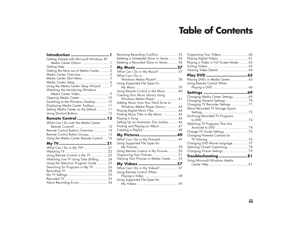 HP Media Center m270 Desktop PC User Manual | Page 3 / 86