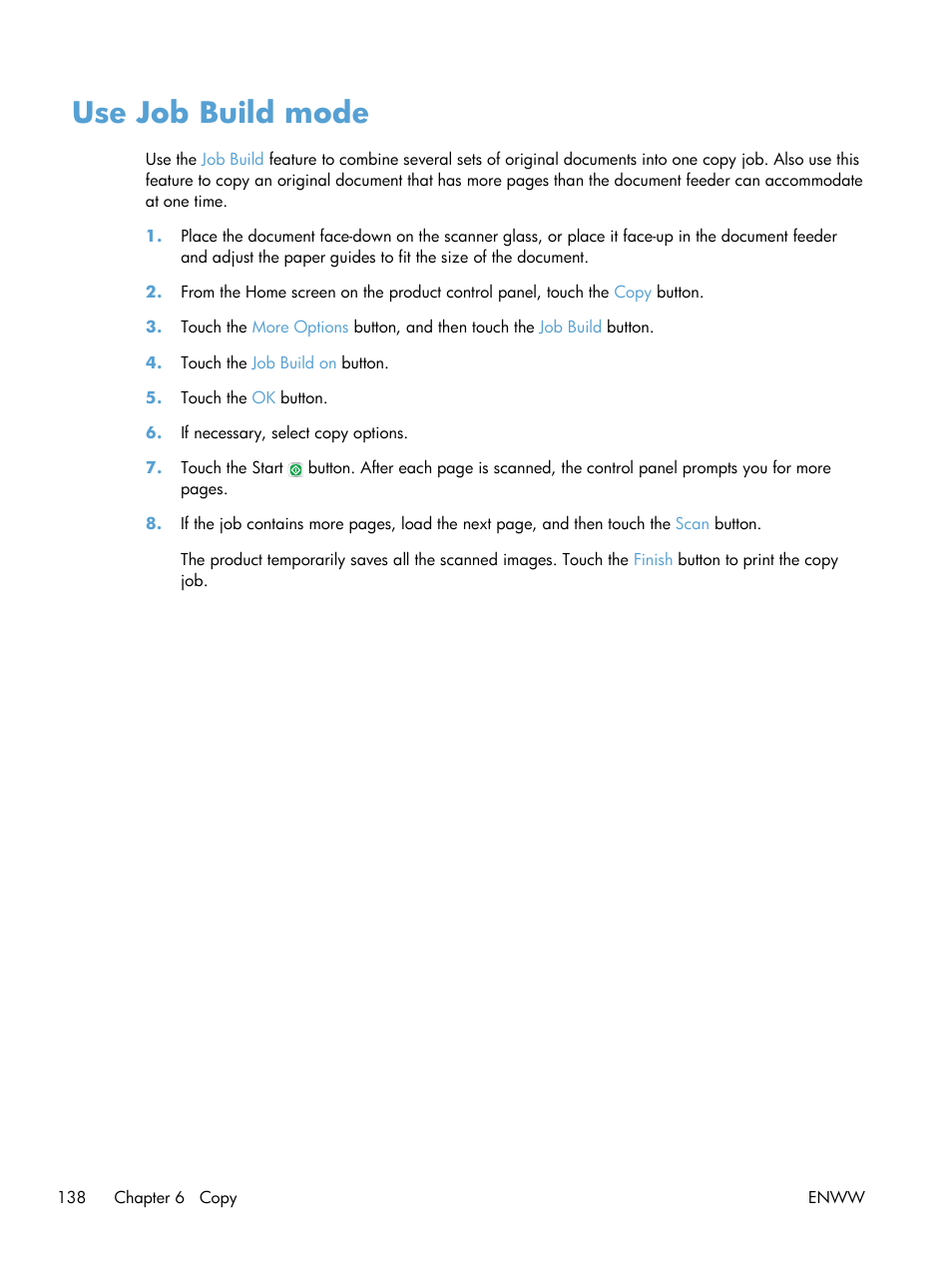Use job build mode | HP LaserJet Enterprise 500 Color MFP M575 User Manual | Page 152 / 308