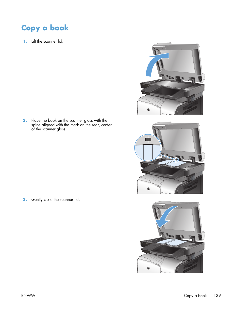 Copy a book | HP LaserJet Enterprise 500 Color MFP M575 User Manual | Page 153 / 308