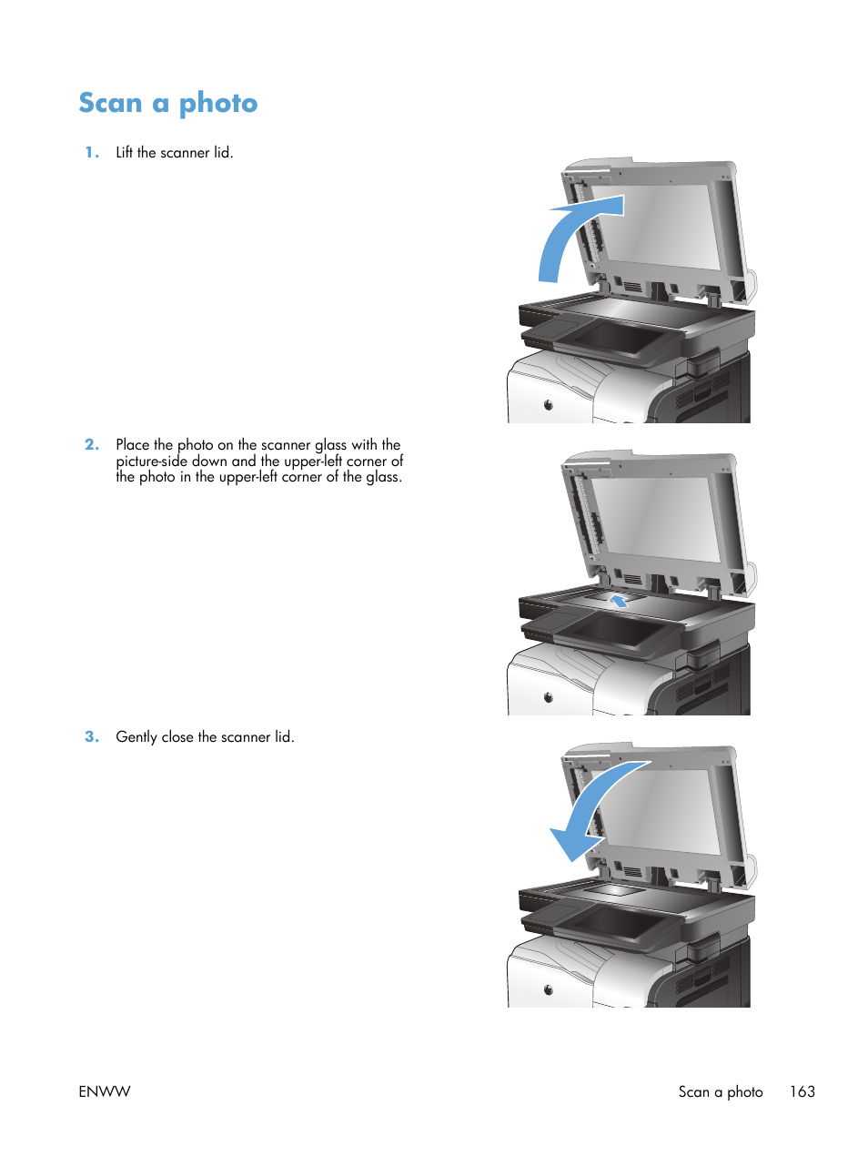 Scan a photo | HP LaserJet Enterprise 500 Color MFP M575 User Manual | Page 177 / 308