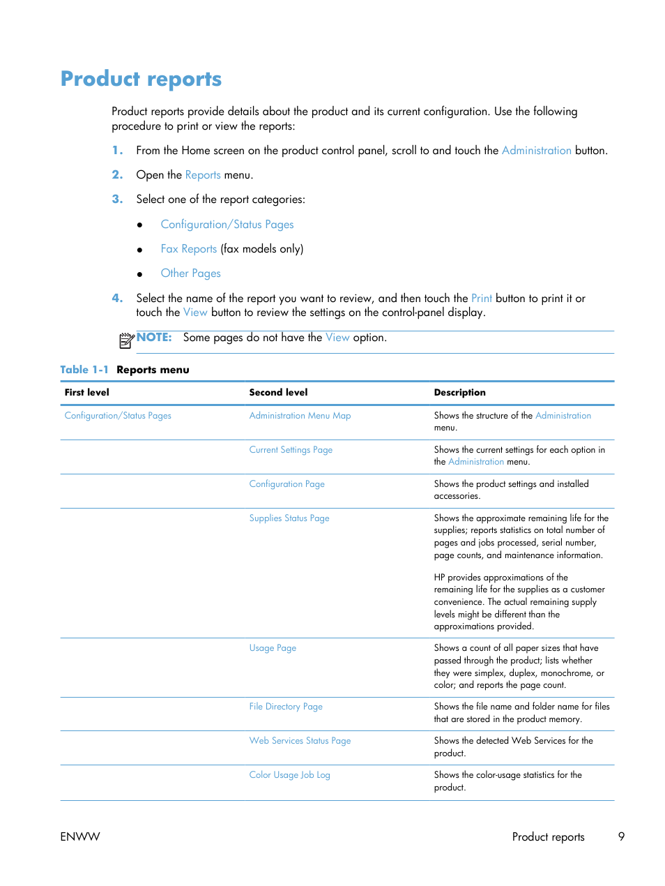 Product reports | HP LaserJet Enterprise 500 Color MFP M575 User Manual | Page 23 / 308