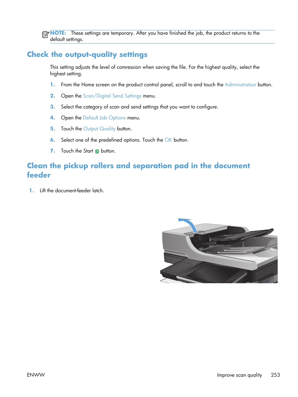 Check the output-quality settings | HP LaserJet Enterprise 500 Color MFP M575 User Manual | Page 267 / 308