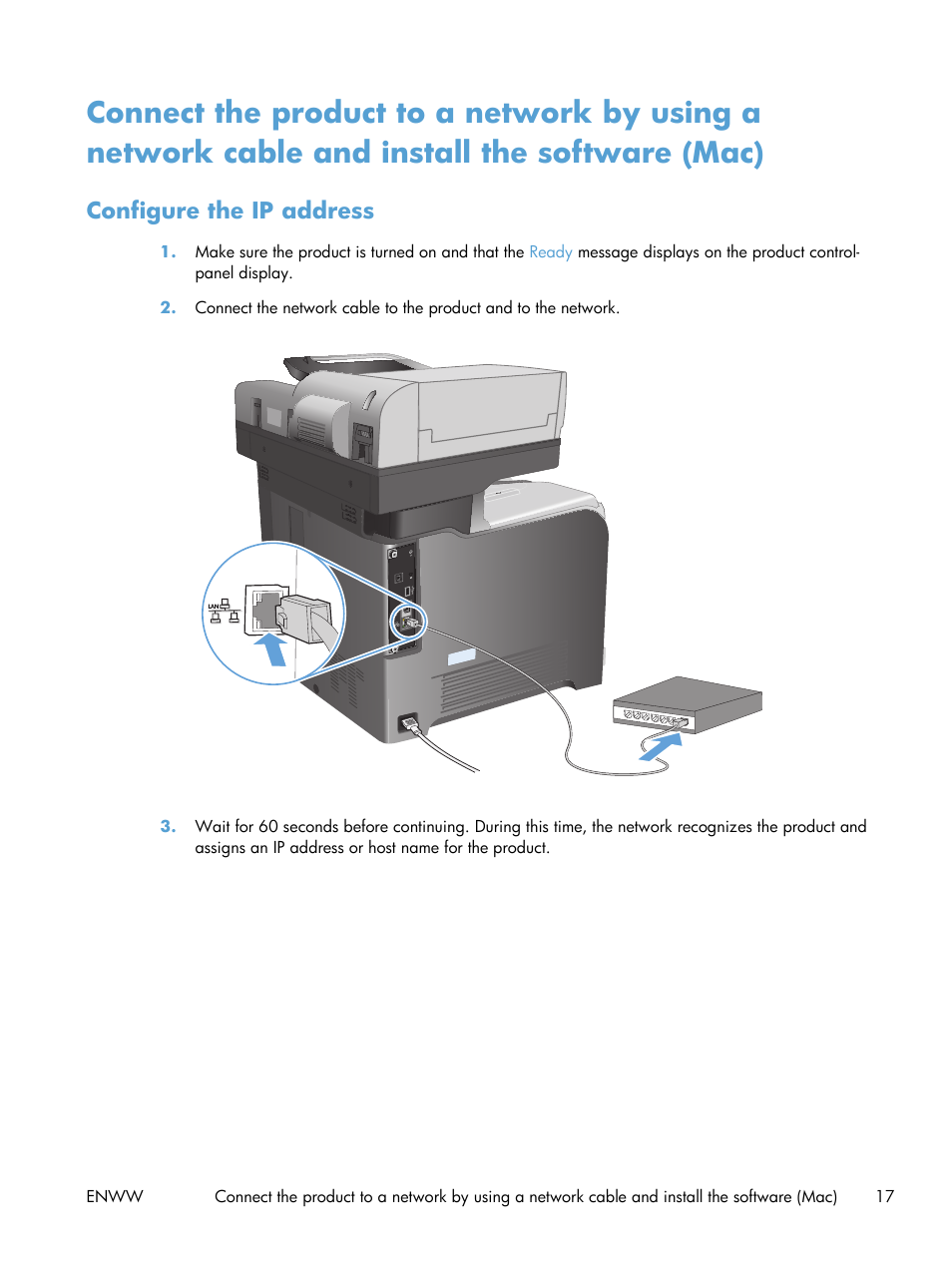 Configure the ip address | HP LaserJet Enterprise 500 Color MFP M575 User Manual | Page 31 / 308