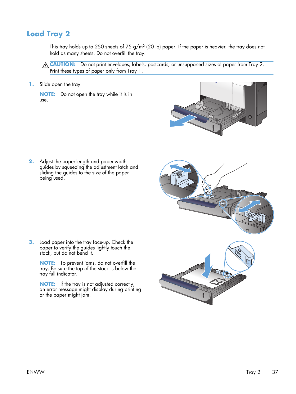 Load tray 2 | HP LaserJet Enterprise 500 Color MFP M575 User Manual | Page 51 / 308