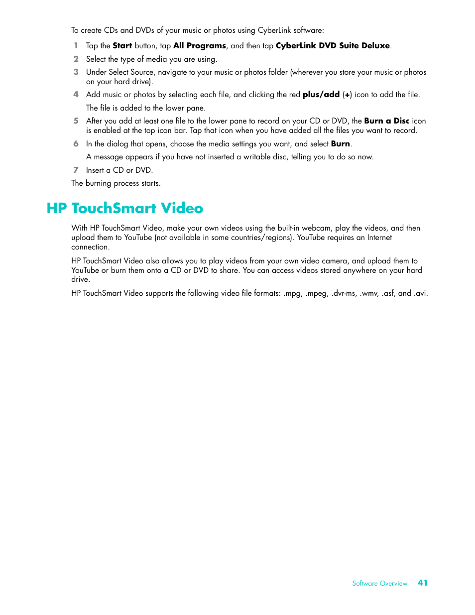 Hp touchsmart video | HP TouchSmart 9100 All-in-One-PC User Manual | Page 47 / 72