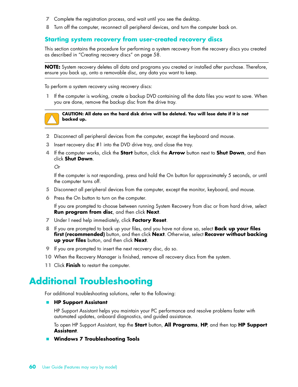 Additional troubleshooting | HP TouchSmart 9100 All-in-One-PC User Manual | Page 66 / 72