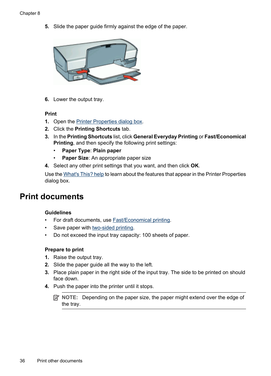 Print documents, Documents | HP Deskjet D4268 Printer User Manual | Page 38 / 116