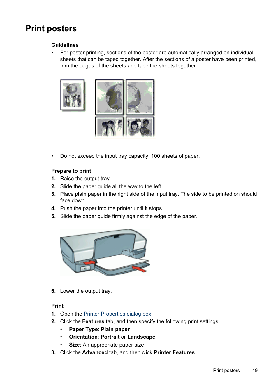 Print posters, Posters | HP Deskjet D4268 Printer User Manual | Page 51 / 116