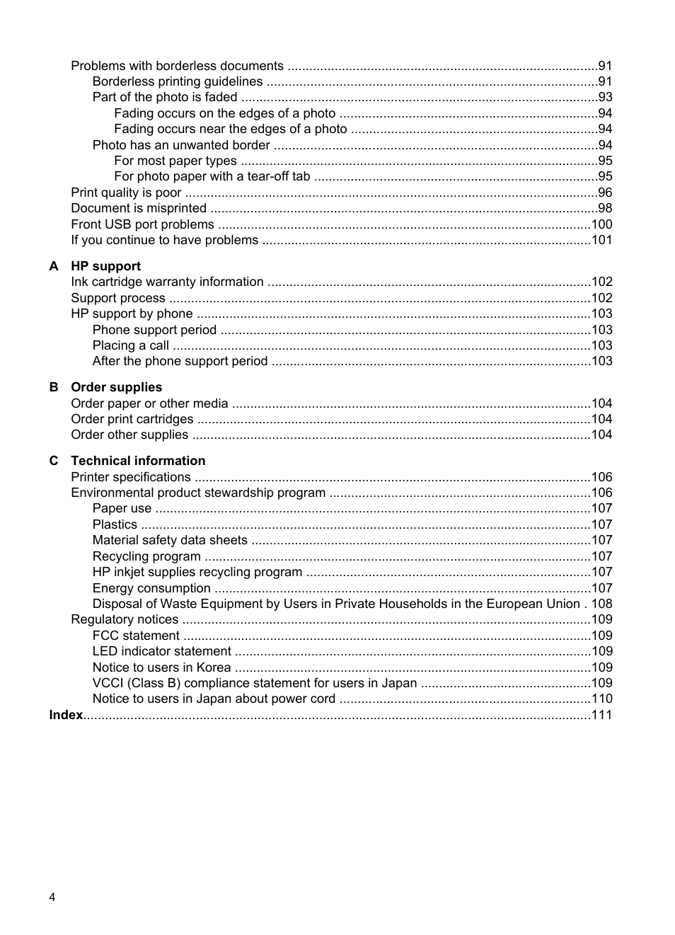 HP Deskjet D4268 Printer User Manual | Page 6 / 116
