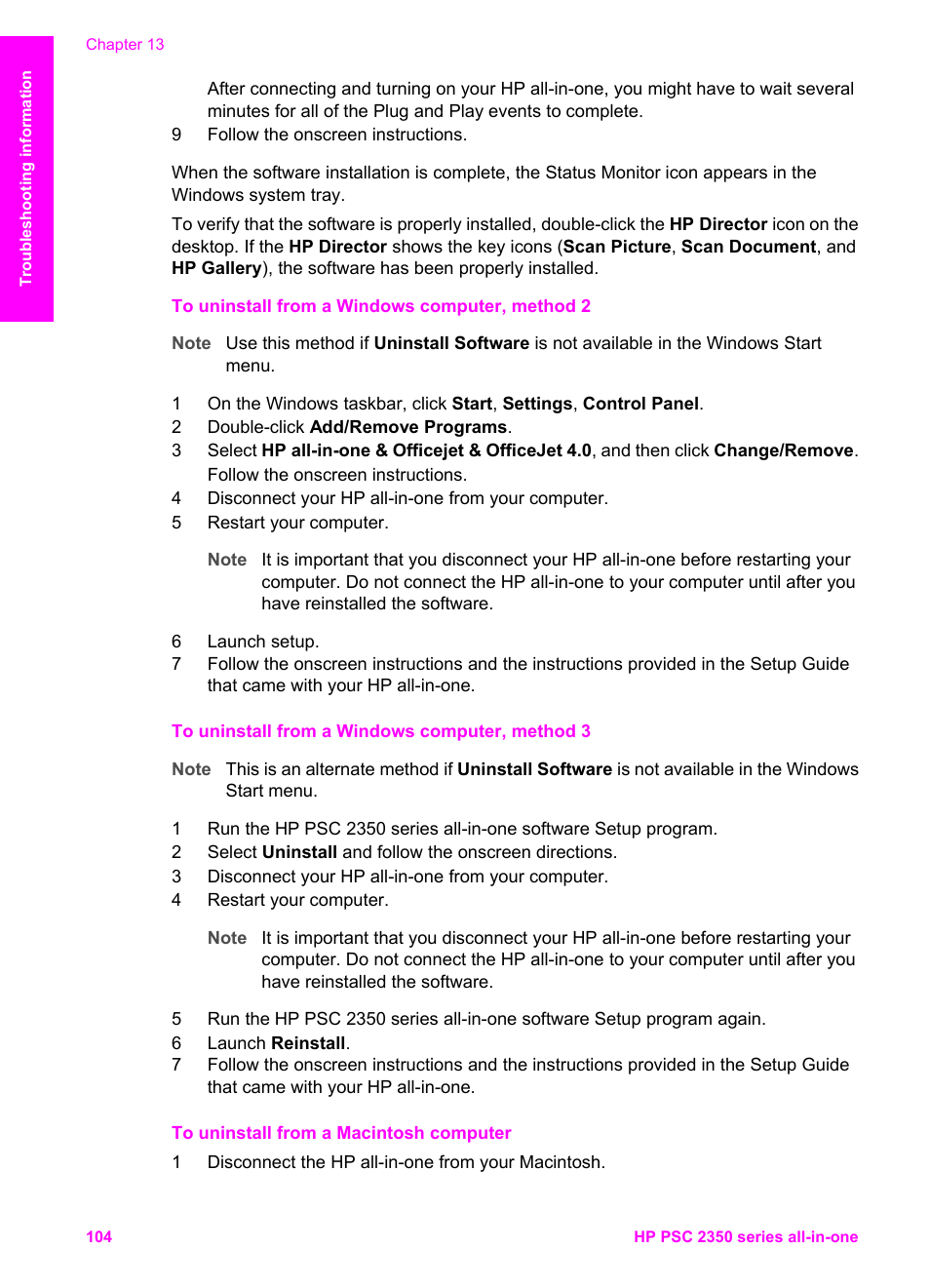 HP PSC 2350 All-in-One Printer User Manual | Page 107 / 136