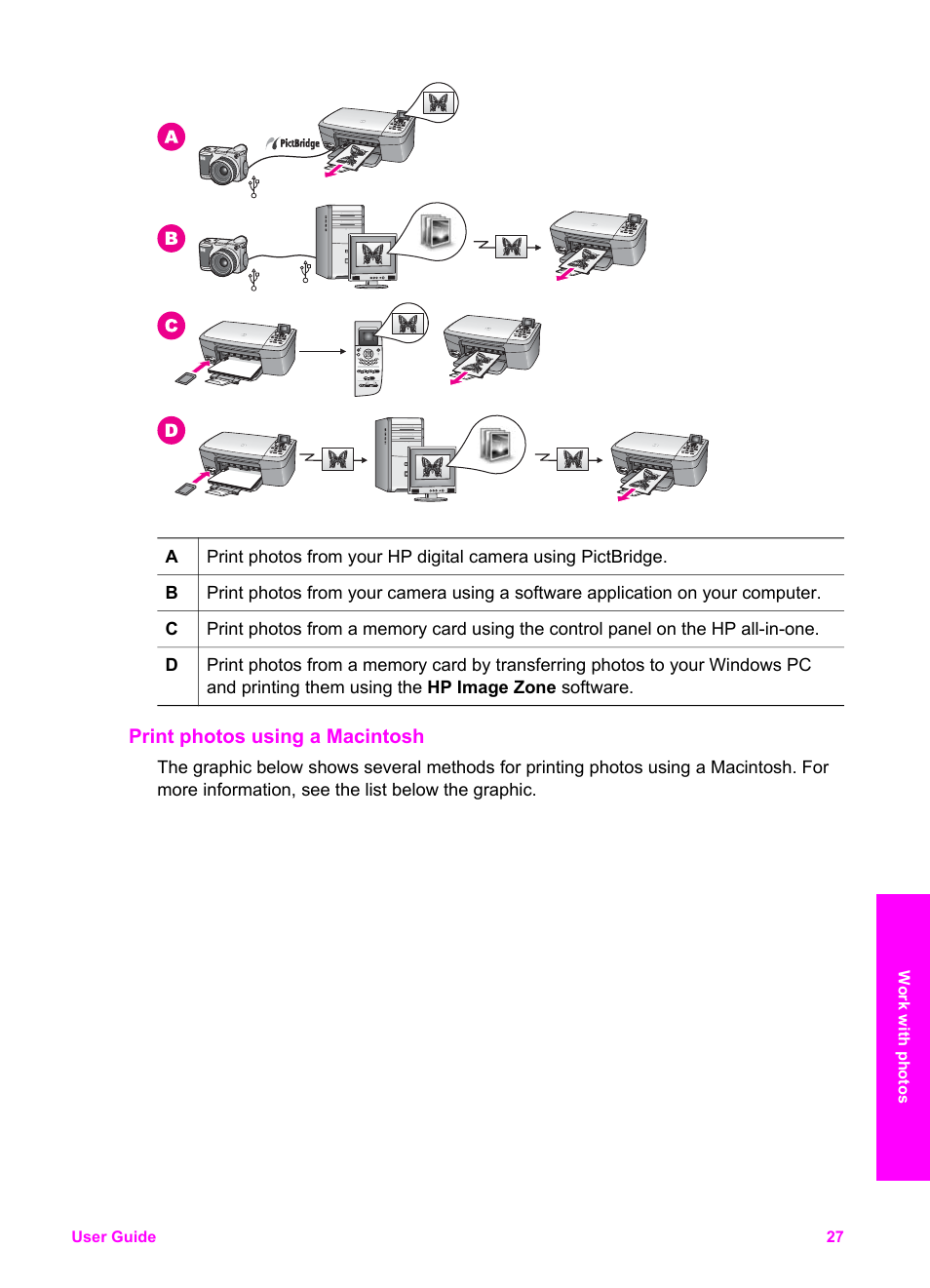 Print photos using a macintosh | HP PSC 2350 All-in-One Printer User Manual | Page 30 / 136