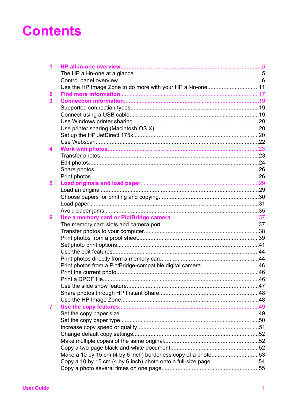 HP PSC 2350 All-in-One Printer User Manual | Page 4 / 136