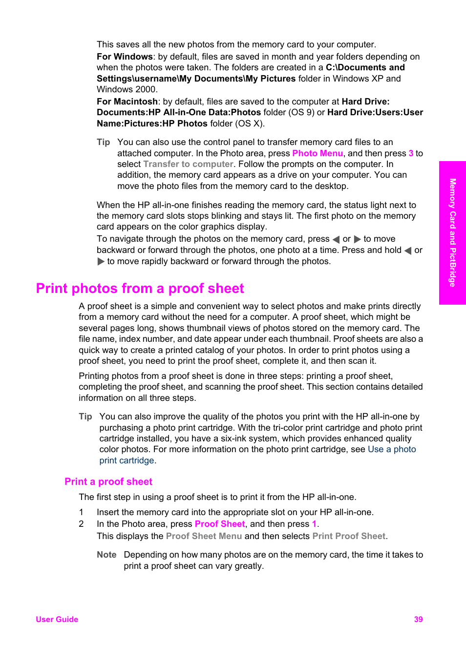 Print photos from a proof sheet, Print a proof sheet | HP PSC 2350 All-in-One Printer User Manual | Page 42 / 136