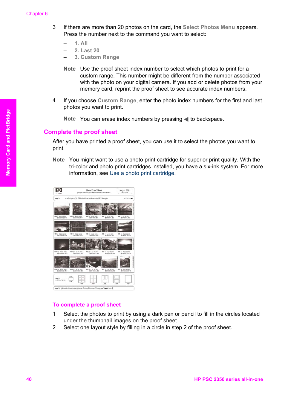 Complete the proof sheet | HP PSC 2350 All-in-One Printer User Manual | Page 43 / 136