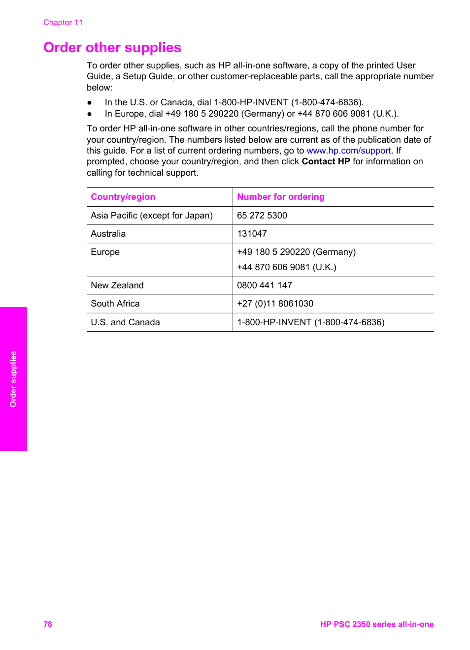 Order other supplies | HP PSC 2350 All-in-One Printer User Manual | Page 81 / 136