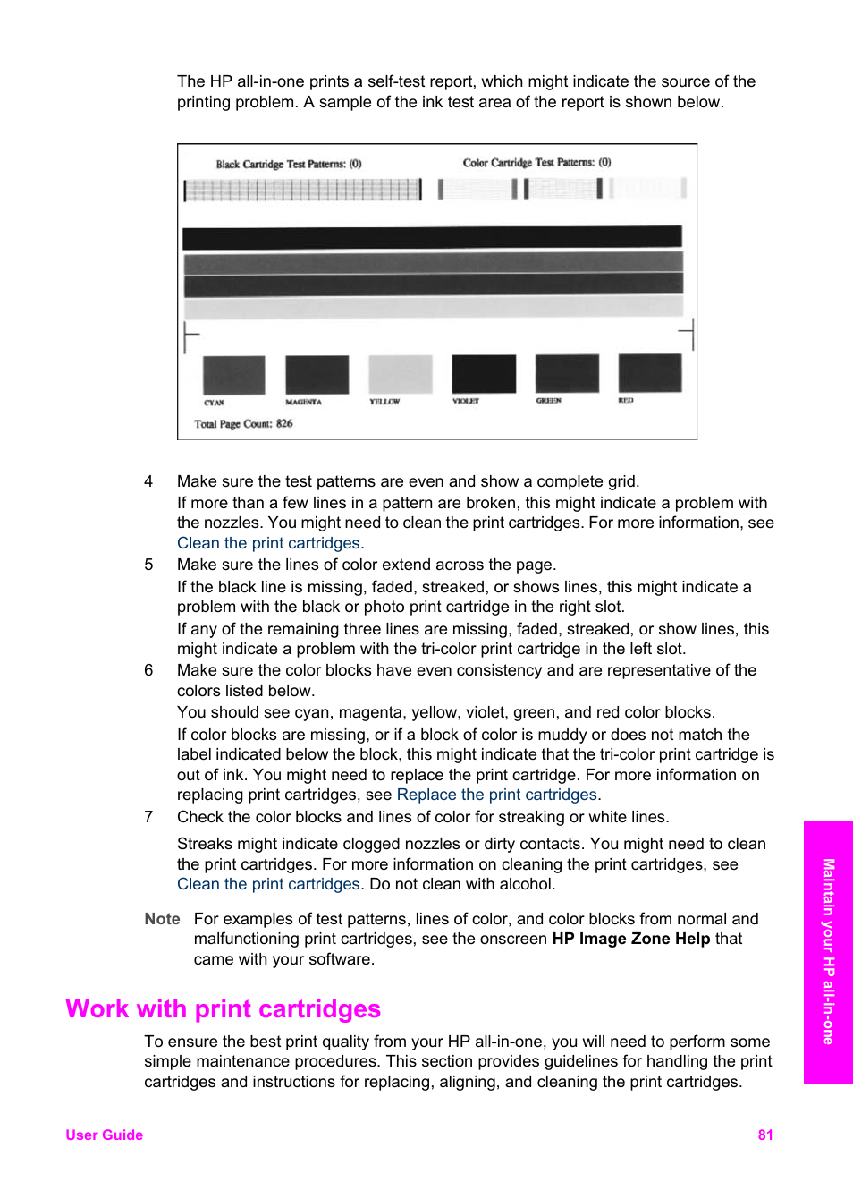 Work with print cartridges | HP PSC 2350 All-in-One Printer User Manual | Page 84 / 136
