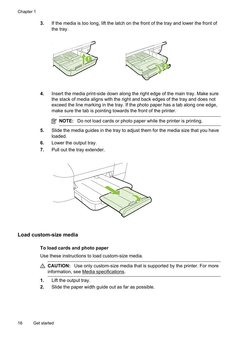 Load custom-size media | HP Officejet 6100 User Manual | Page 20 / 138