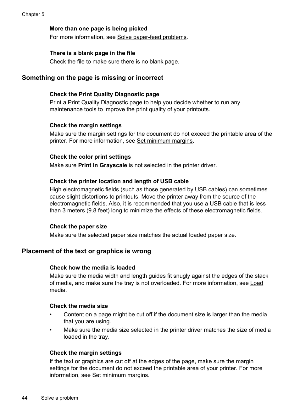 Placement of the text or graphics is wrong | HP Officejet 6100 User Manual | Page 48 / 138