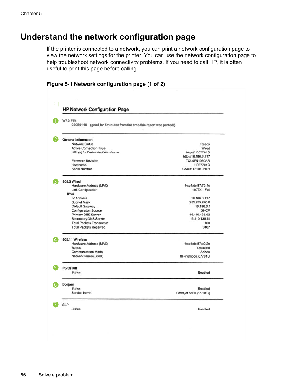 Understand the network configuration page | HP Officejet 6100 User Manual | Page 70 / 138