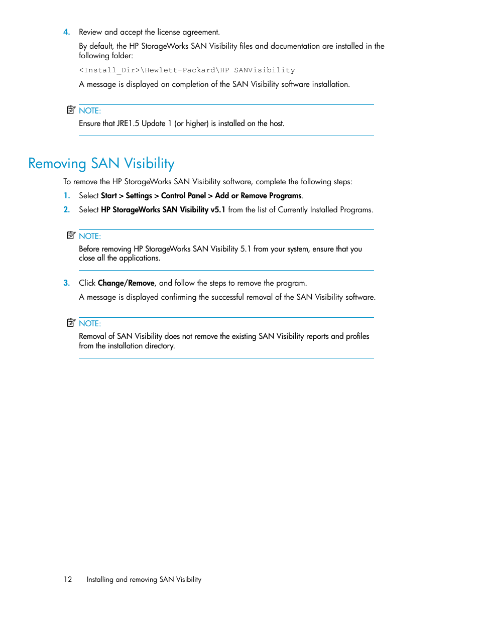 Removing san visibility | HP SAN User Manual | Page 12 / 64