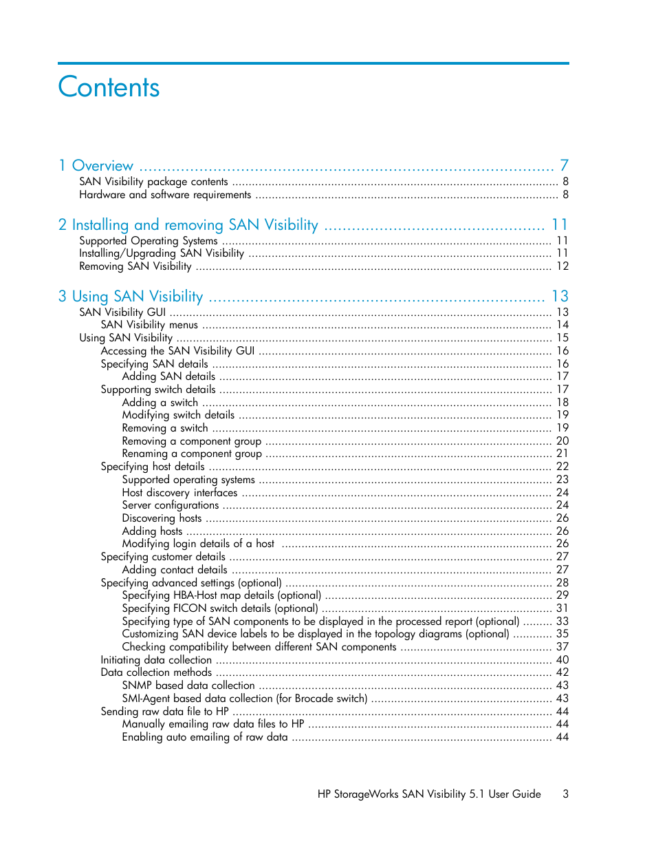 HP SAN User Manual | Page 3 / 64