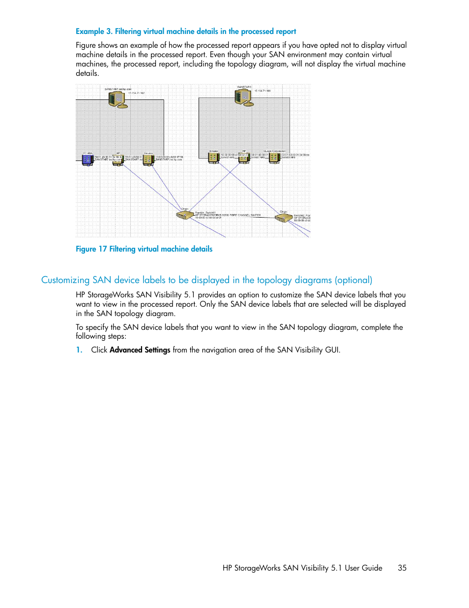 Filtering virtual machine details | HP SAN User Manual | Page 35 / 64