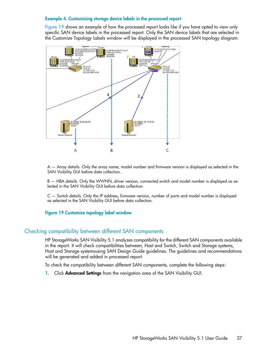 Customize topology label window | HP SAN User Manual | Page 37 / 64