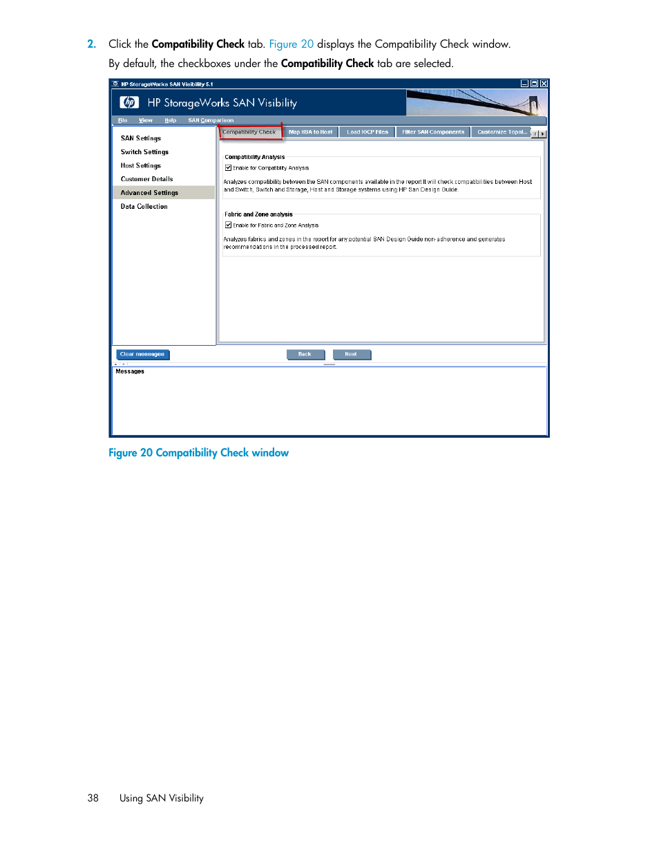 Compatibility check window | HP SAN User Manual | Page 38 / 64