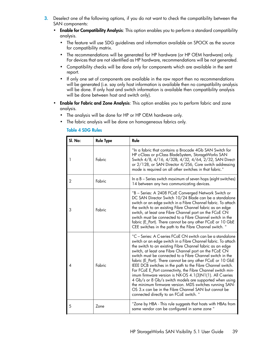 Sdg rules | HP SAN User Manual | Page 39 / 64