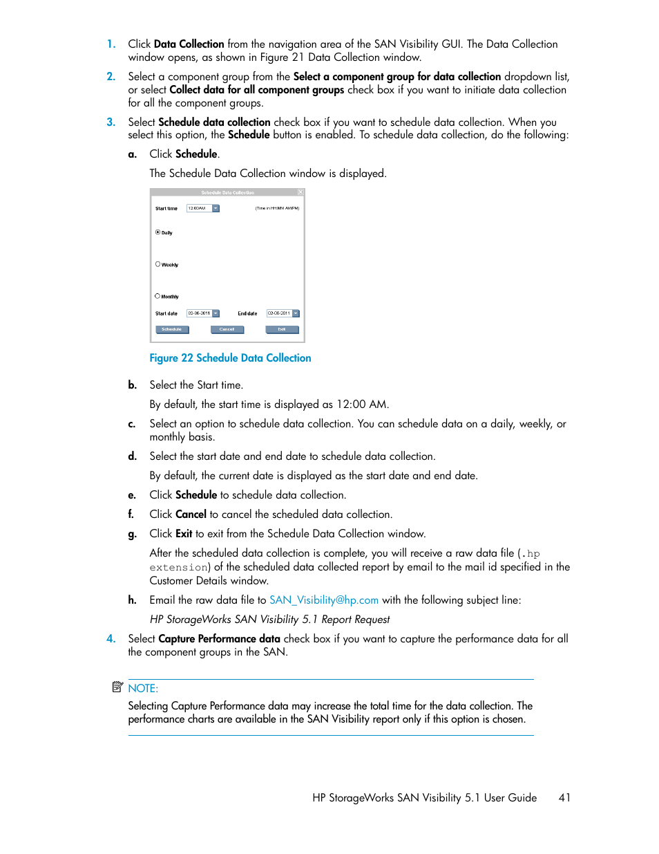 Schedule data collection | HP SAN User Manual | Page 41 / 64