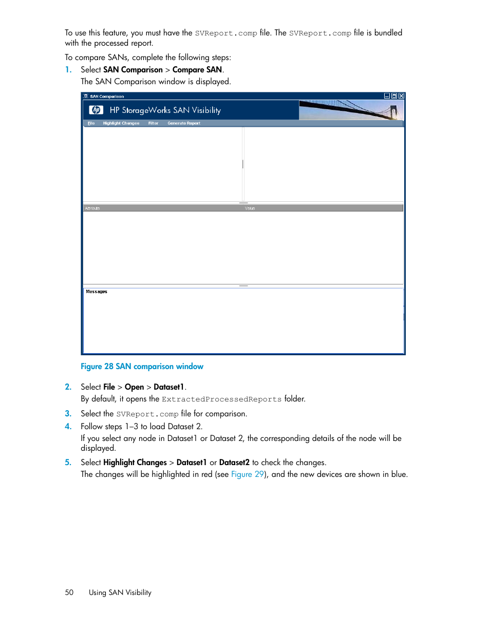 San comparison window | HP SAN User Manual | Page 50 / 64