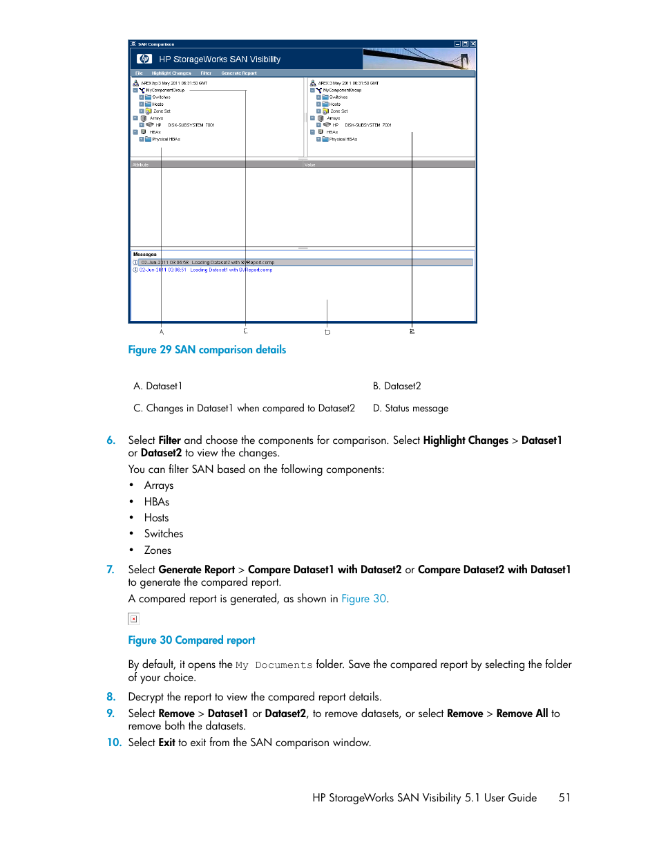 San comparison details, Compared report | HP SAN User Manual | Page 51 / 64