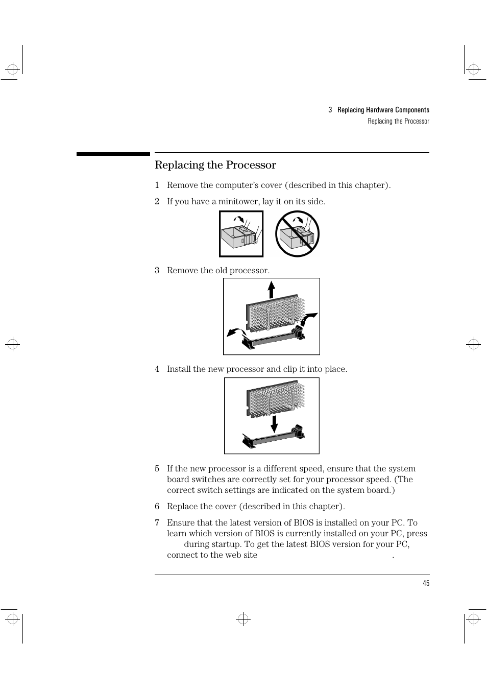 Replacing the processor | HP Vectra VLi8 User Manual | Page 49 / 78
