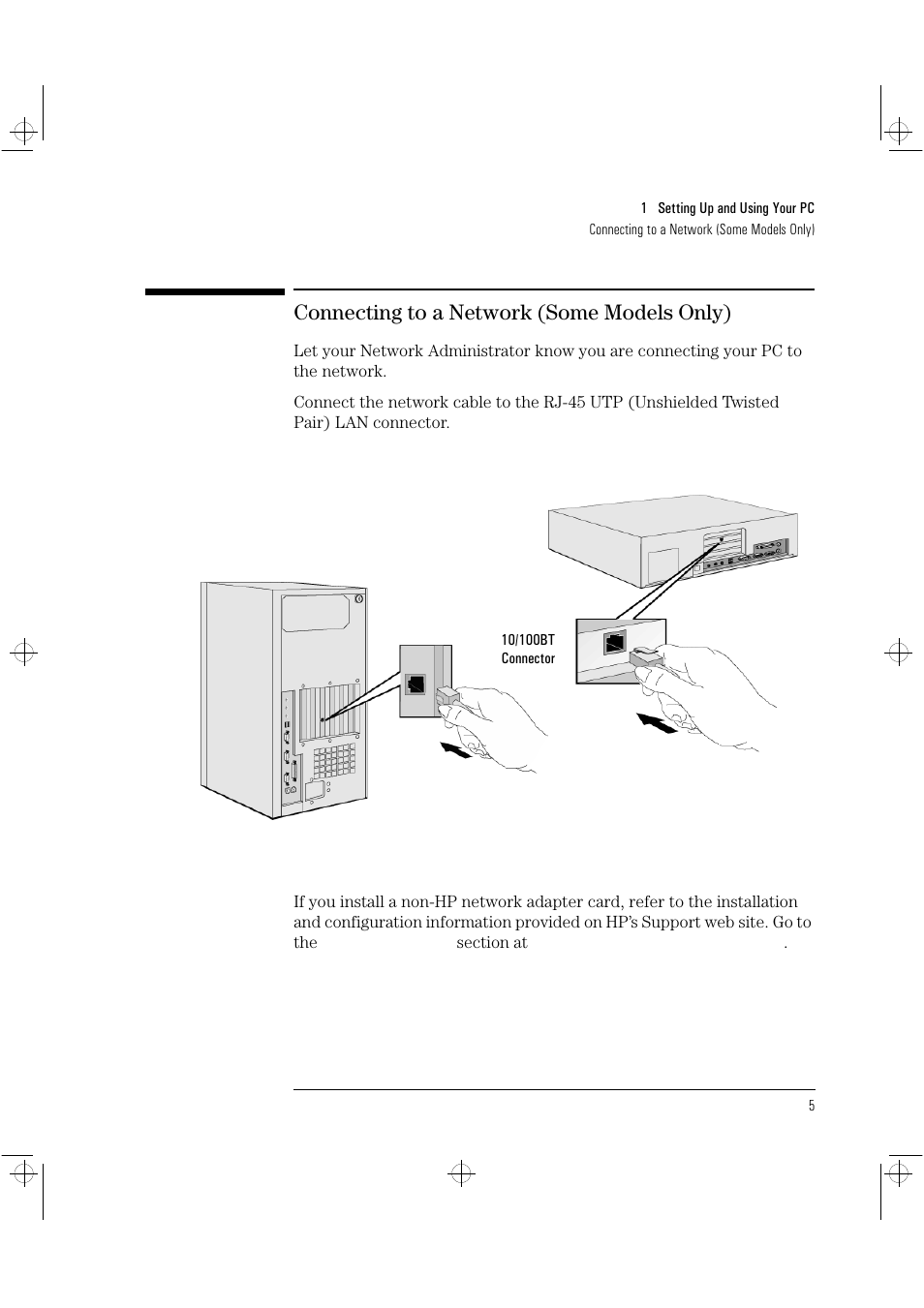 Connecting to a network (some models only) | HP Vectra VLi8 User Manual | Page 9 / 78