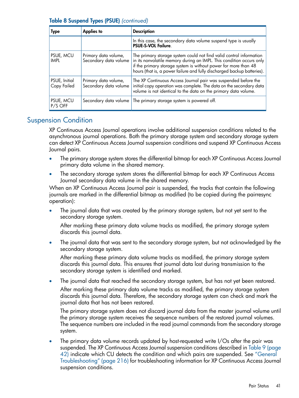 Suspension condition | HP StorageWorks XP Remote Web Console Software User Manual | Page 41 / 245