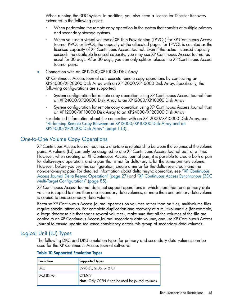 One-to-one volume copy operations, Logical unit (lu) types | HP StorageWorks XP Remote Web Console Software User Manual | Page 45 / 245
