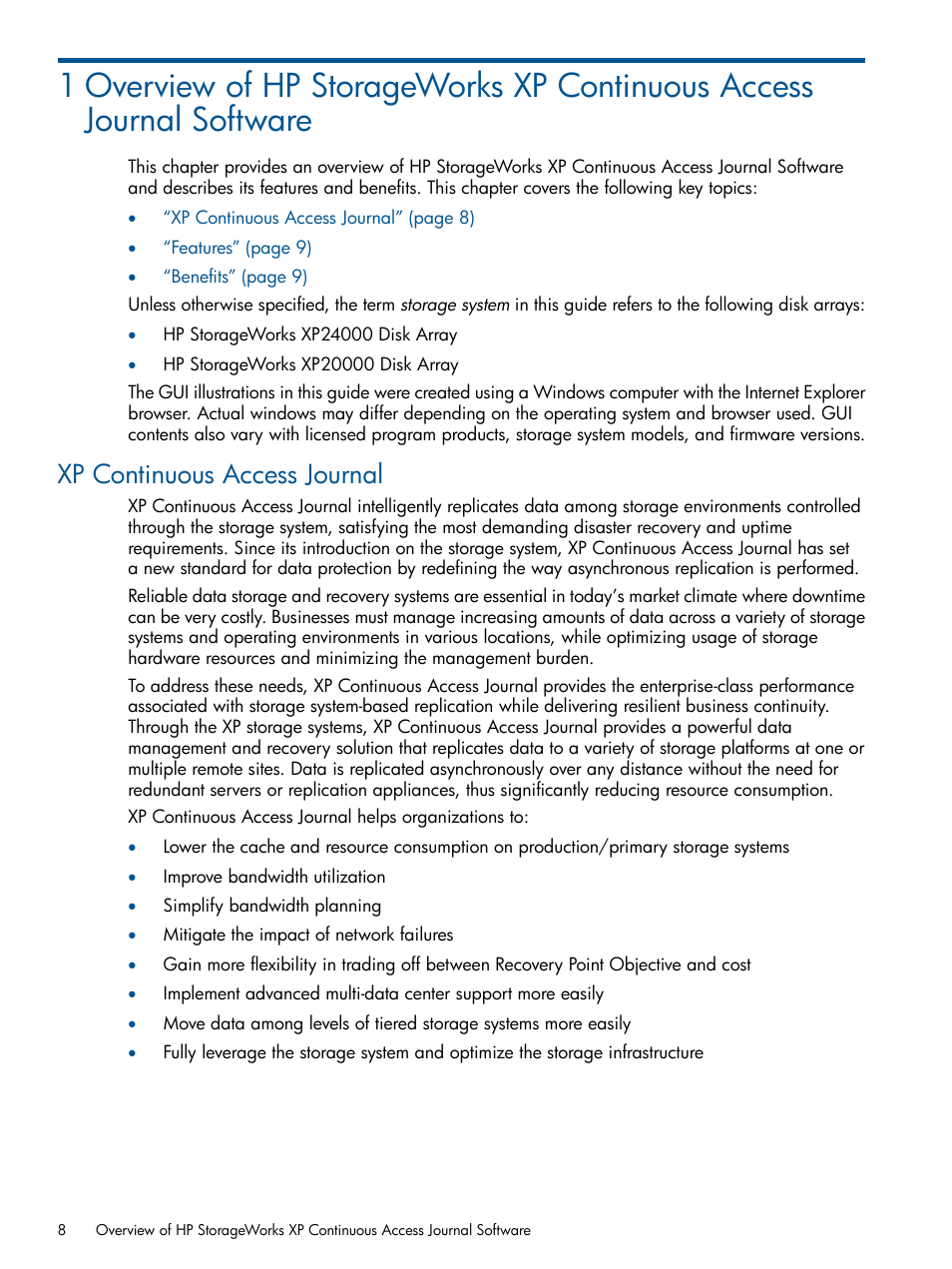 Xp continuous access journal | HP StorageWorks XP Remote Web Console Software User Manual | Page 8 / 245