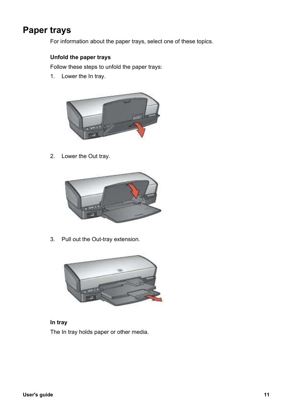 Paper trays | HP Deskjet 5943 Photo Printer User Manual | Page 13 / 102