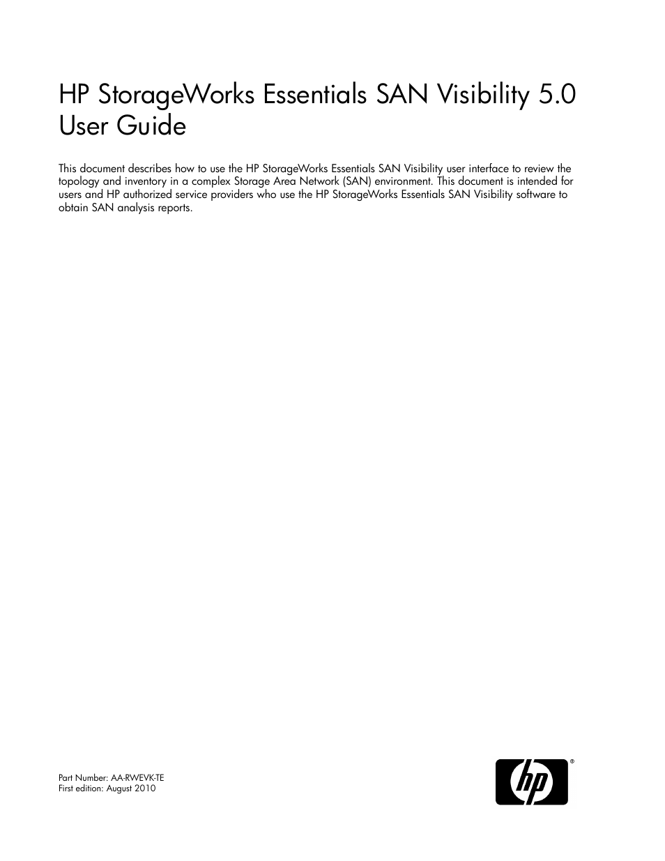 HP SAN User Manual | 58 pages