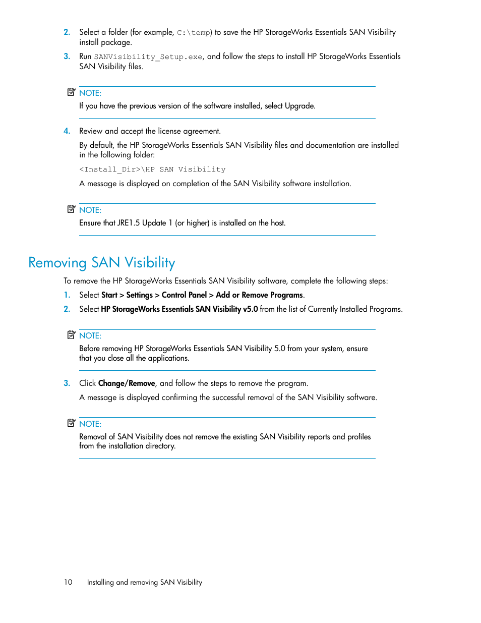 Removing san visibility | HP SAN User Manual | Page 10 / 58