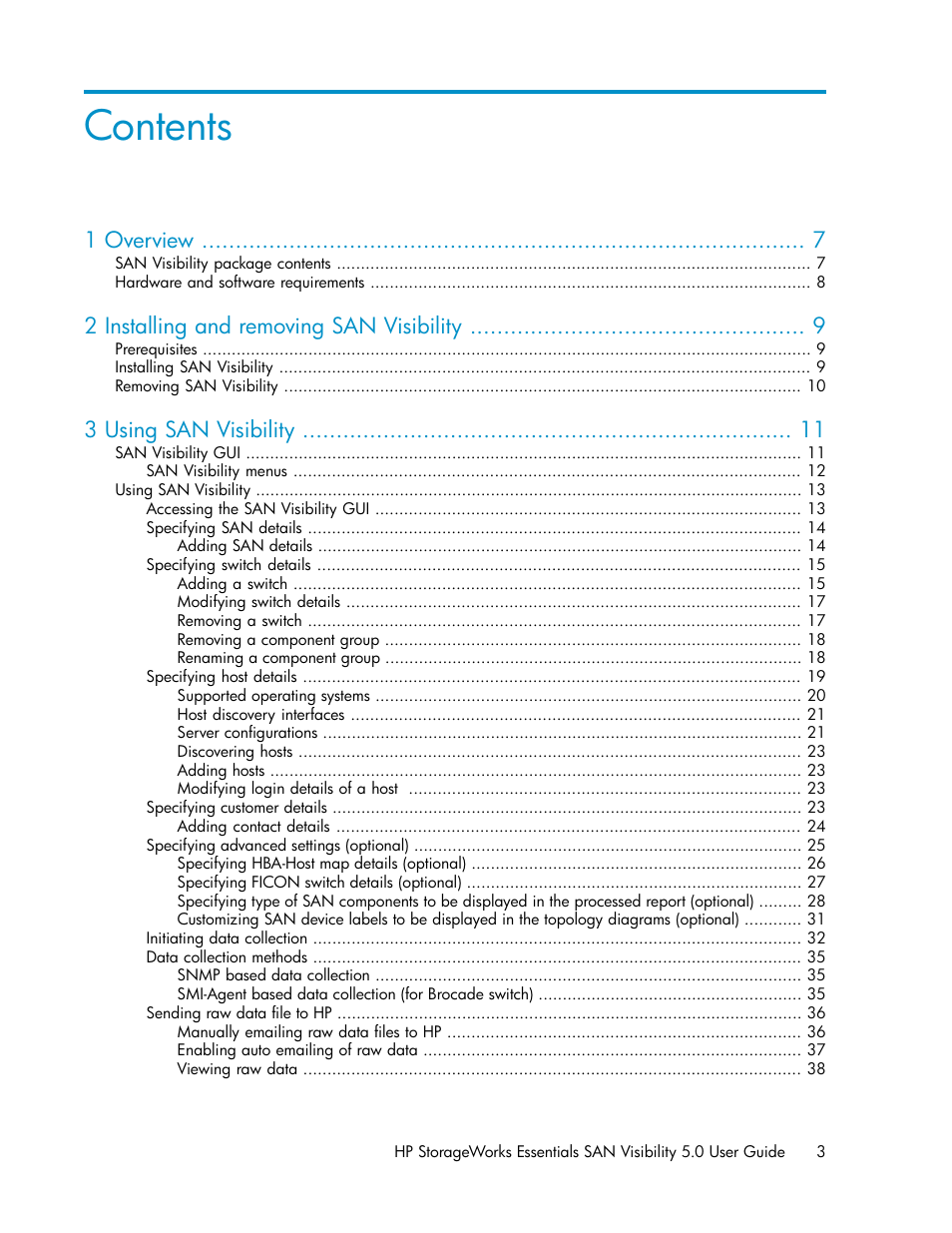 HP SAN User Manual | Page 3 / 58