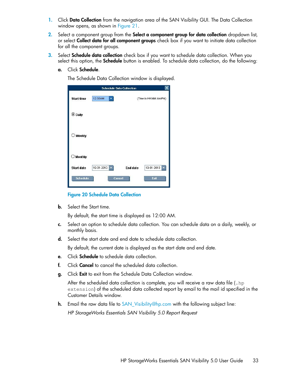 Schedule data collection | HP SAN User Manual | Page 33 / 58