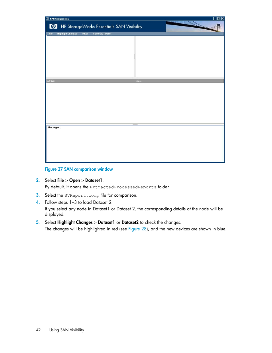 San comparison window | HP SAN User Manual | Page 42 / 58