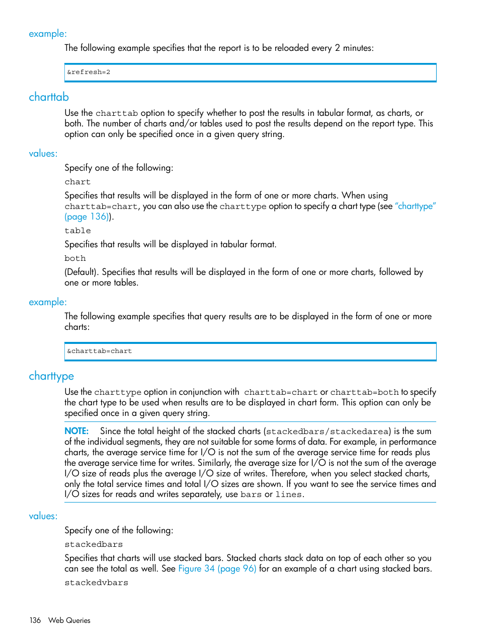 Example, Charttab, Values | Charttype, Values: example | HP 3PAR System Reporter Software User Manual | Page 136 / 239