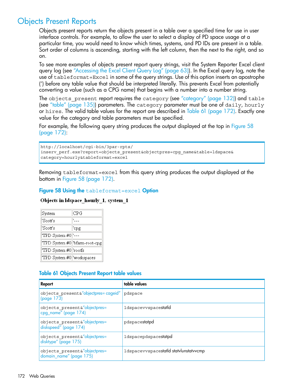 Objects present reports | HP 3PAR System Reporter Software User Manual | Page 172 / 239
