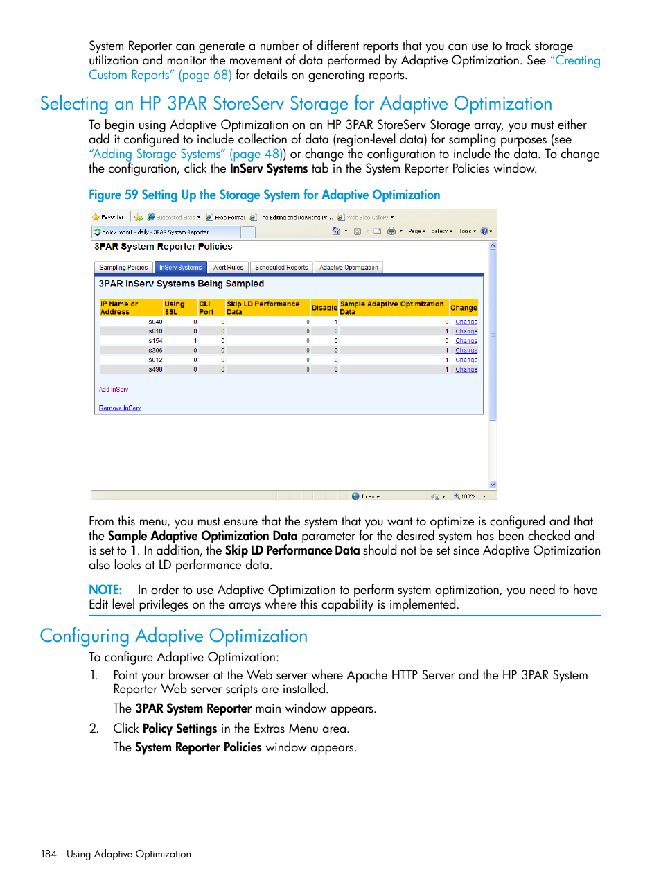 Configuring adaptive optimization | HP 3PAR System Reporter Software User Manual | Page 184 / 239
