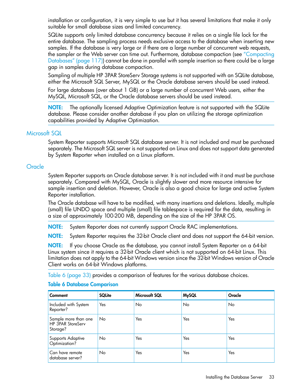 Microsoft sql, Oracle, Microsoft sql oracle | HP 3PAR System Reporter Software User Manual | Page 33 / 239