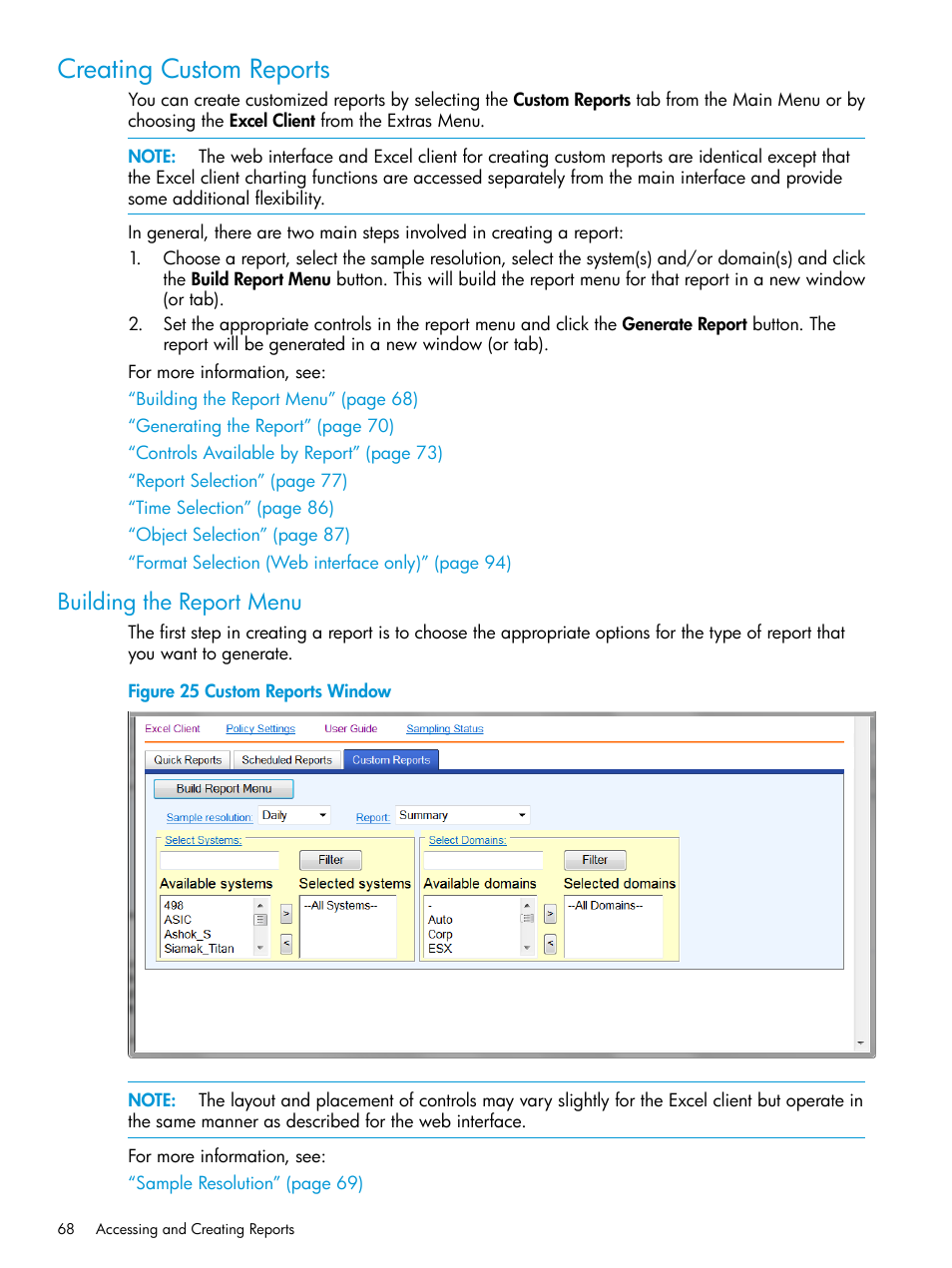 Creating custom reports, Building the report menu | HP 3PAR System Reporter Software User Manual | Page 68 / 239