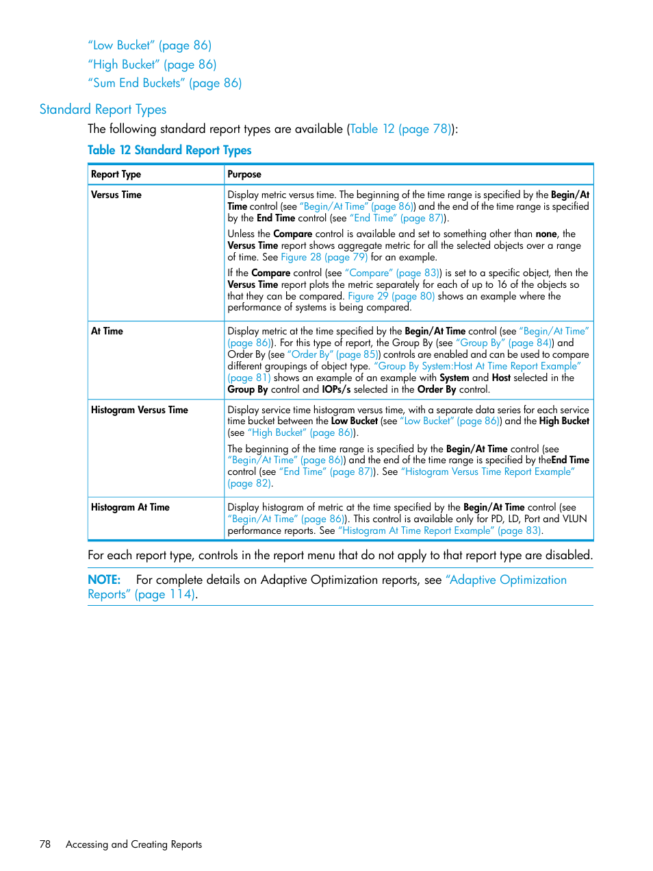 Standard report types | HP 3PAR System Reporter Software User Manual | Page 78 / 239