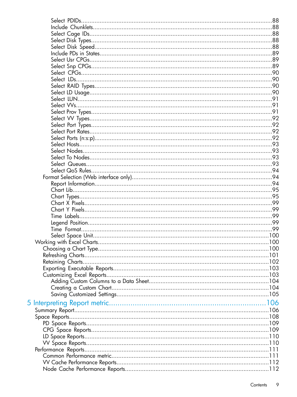 5 interpreting report metric | HP 3PAR System Reporter Software User Manual | Page 9 / 239